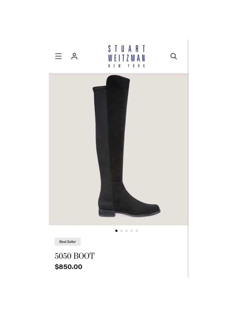 NEW Stuart Weitzman 5050 Over the Knee Boots Black Size 8